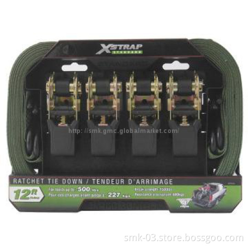 4pcs 1\"x12ft Ratchet Tie Down